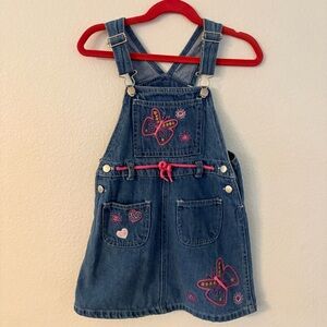 Denim Kids Overalls with Butterfly Embroidery Size 5
